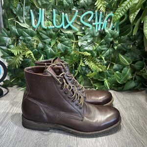 FRYE Mens Tyler Boot Size 10 D Brown Leather Lace Up Chukka Plain Toe Casual